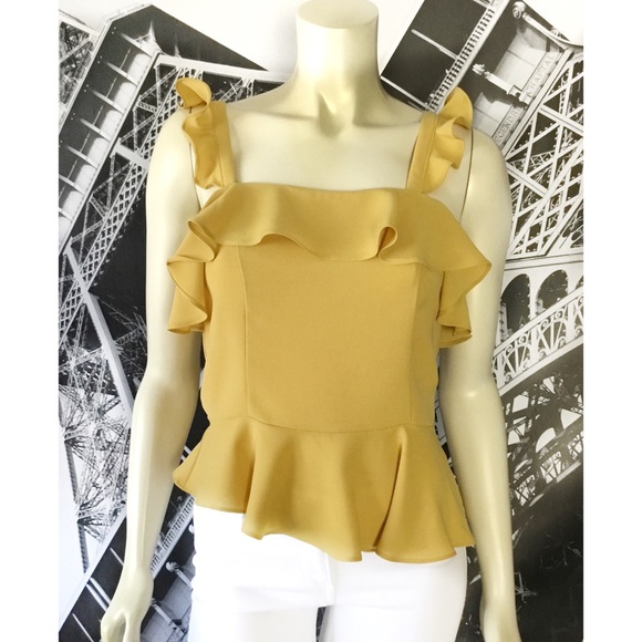 J.O.A. CHRISELLE Roman Gold Ruffle Top - Picture 2 of 6
